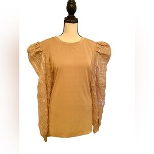 See N Be Seen Taupe Blouse NWT